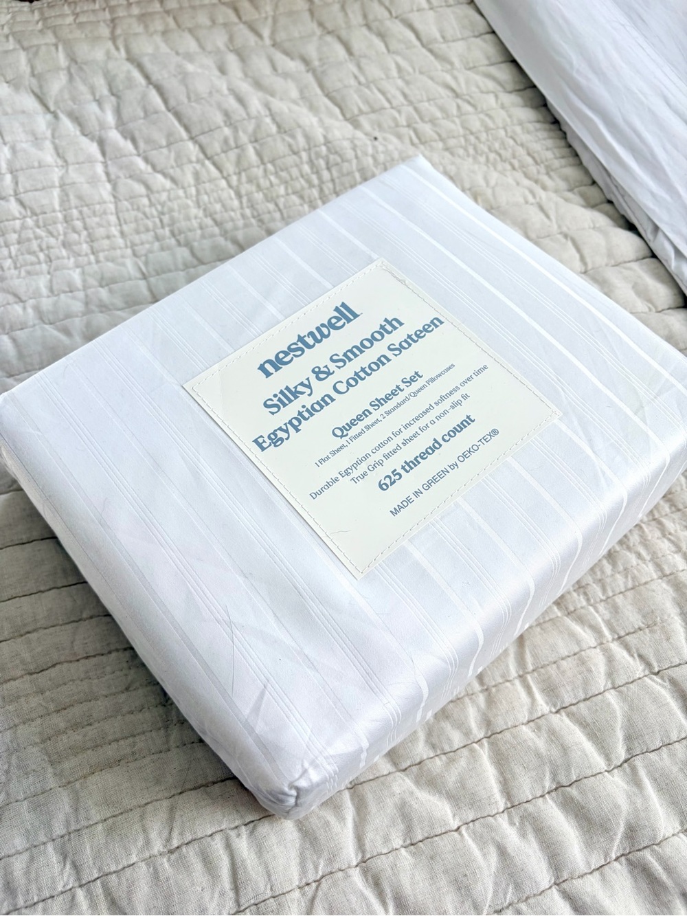 BB&B Nestwell 625 Thread Count Egyptian Cotton Sateen Queen Sheet Set